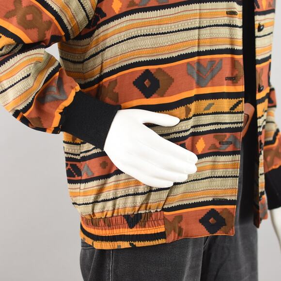 Vintage Lightweight Bomber Jacket, Southwestern Print, Women's Petite Small - Picture 8 of 12